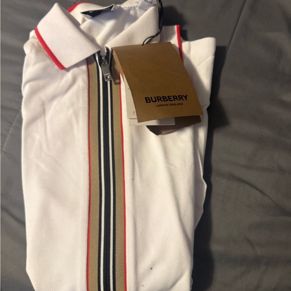 Burberry White Polo Shirt with Stripes